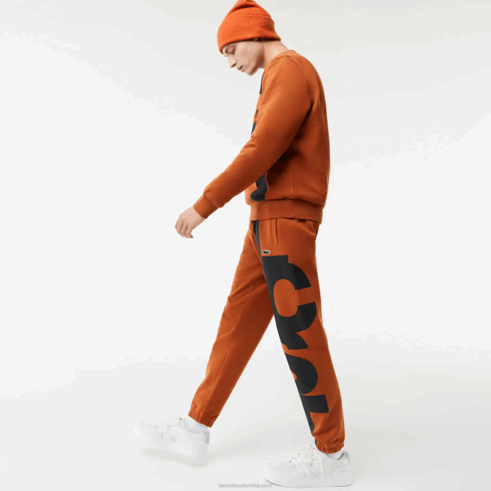 hombres Lacoste 6F241037 marrón 3pb pantalones de chándal con letras en contraste