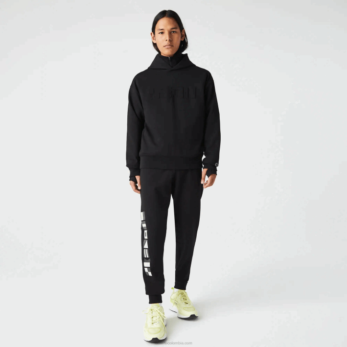 hombres Lacoste 6F241043 negro 031 pantalones de chándal con estampado reflectante