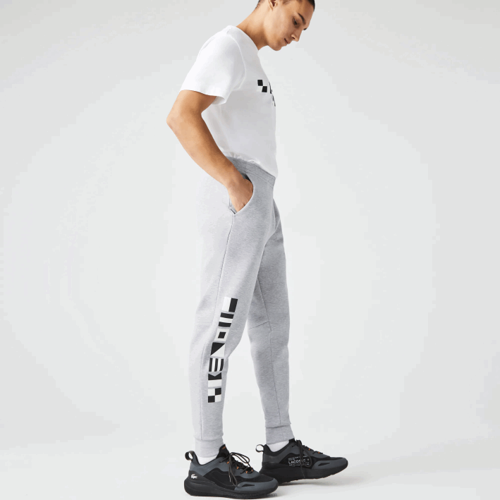 hombres Lacoste 6F241044 lomo gris cca pantalones de chándal con estampado reflectante