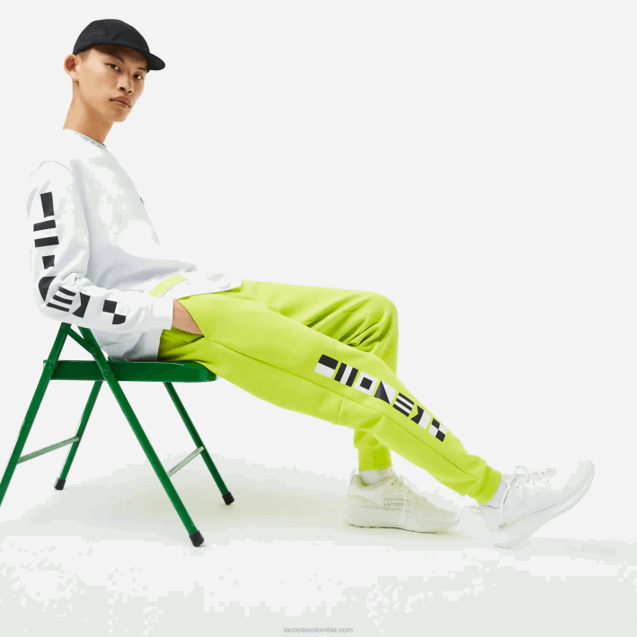hombres Lacoste 6F241046 amarillo 90v pantalones de chándal con estampado reflectante