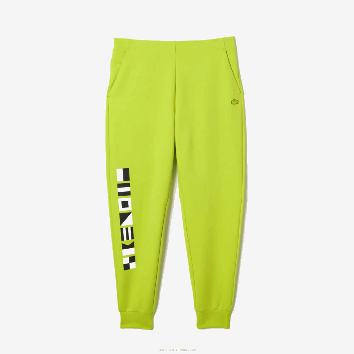 hombres Lacoste 6F241046 amarillo 90v pantalones de chándal con estampado reflectante