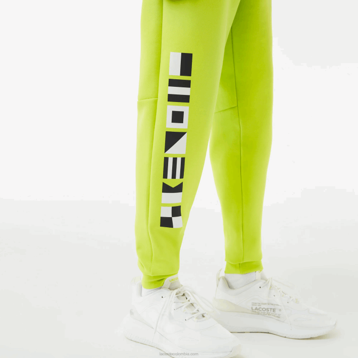 hombres Lacoste 6F241046 amarillo 90v pantalones de chándal con estampado reflectante