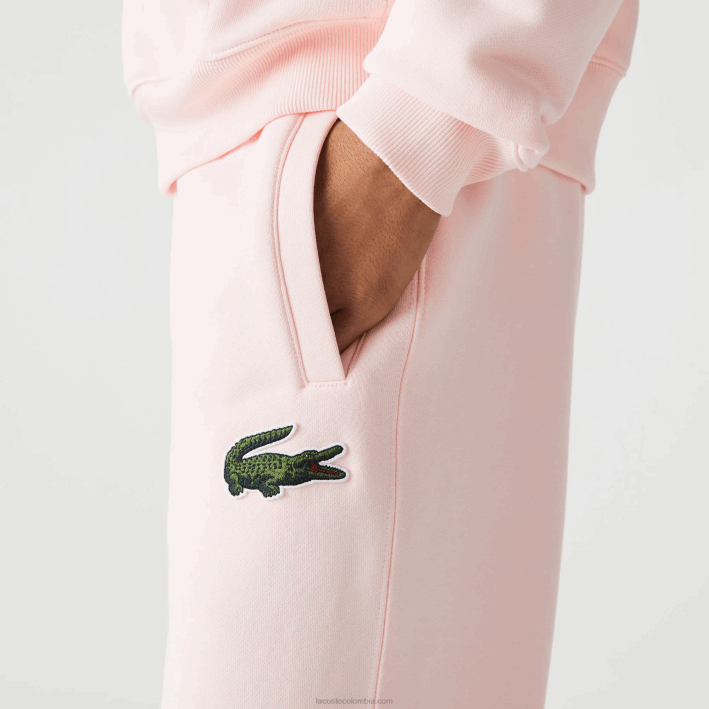 hombres Lacoste 6F241050 rosa claro t03 pantalones de chándal de algodón orgánico