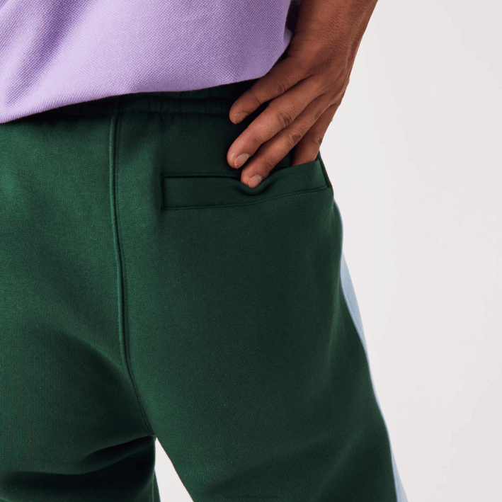 hombres Lacoste 6F241058 verde azul dqa pantalones de chándal con bandas en contraste