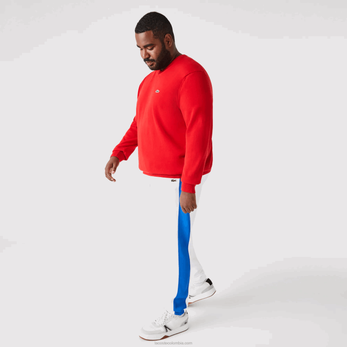 hombres Lacoste 6F241060 blanco azul lmq pantalones de chándal con bandas en contraste