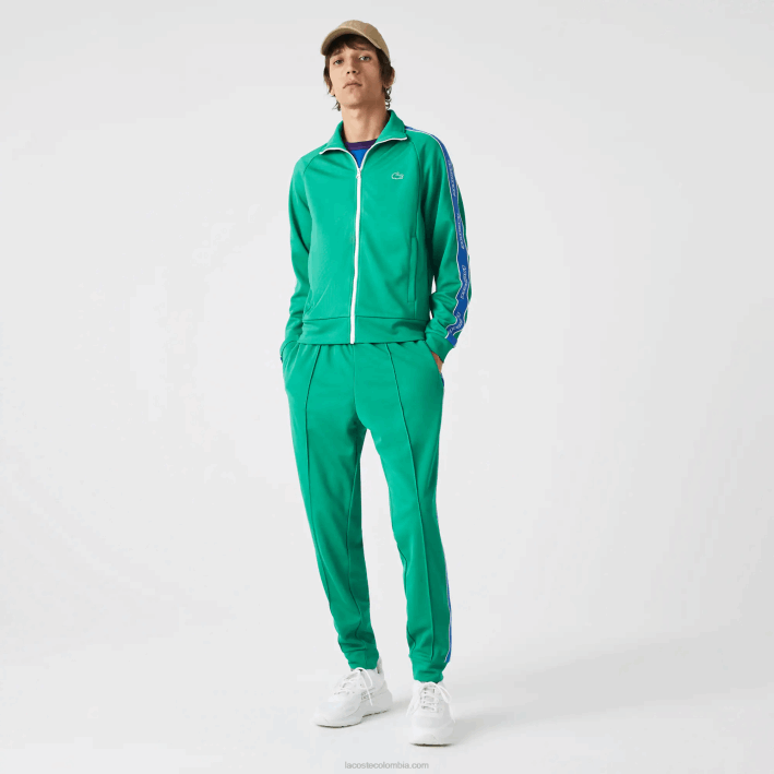 hombres Lacoste 6F241068 verde hd2 pantalones deportivos heritage con bandas en contraste