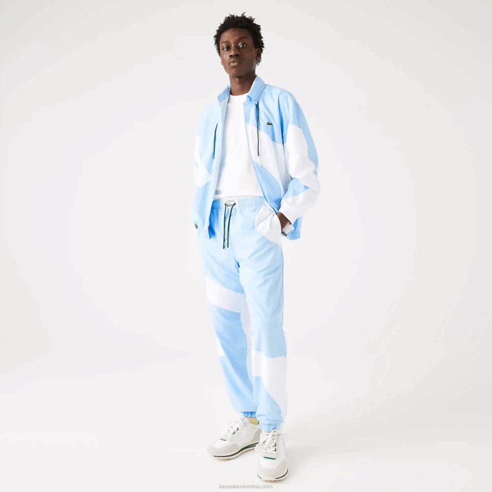 hombres Lacoste 6F241071 azul blanco e7b pantalones de chándal con estampado Heritage