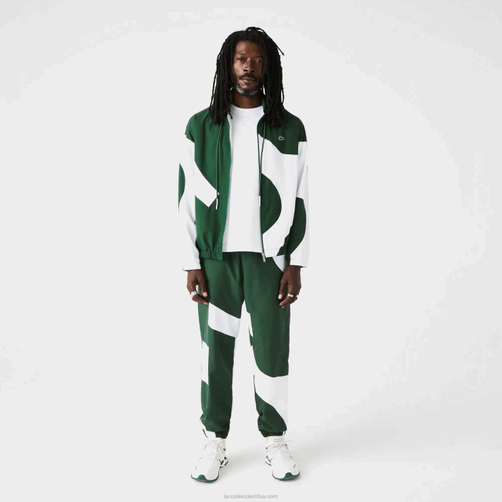hombres Lacoste 6F241072 verde blanco 291 pantalones de chándal con estampado Heritage