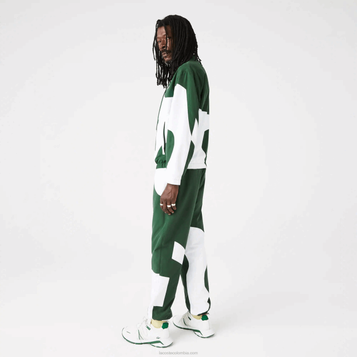 hombres Lacoste 6F241072 verde blanco 291 pantalones de chándal con estampado Heritage