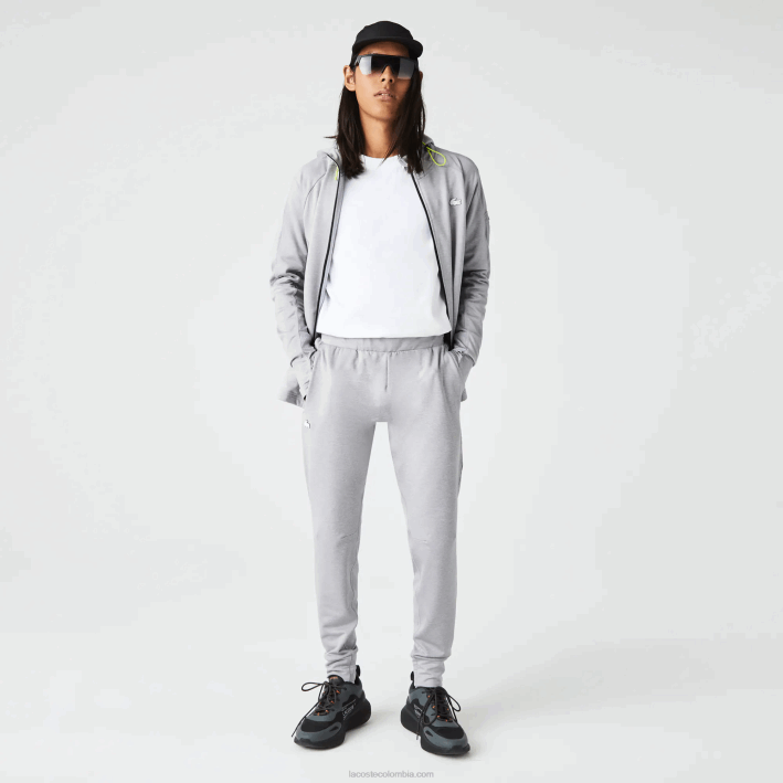 hombres Lacoste 6F241073 chino gris claro 9ya pantalones deportivos de dos capas