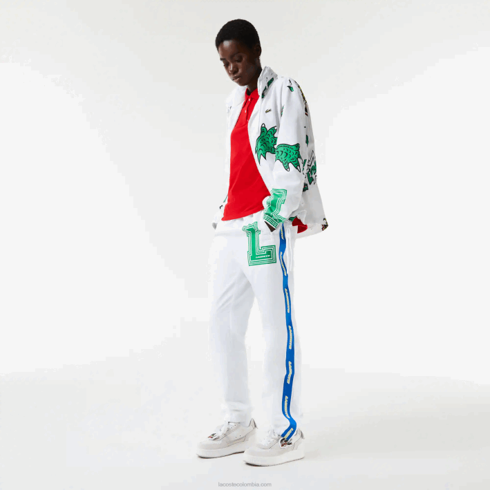 hombres Lacoste 6F241085 blanco sbh pantalones de chándal repelentes al agua