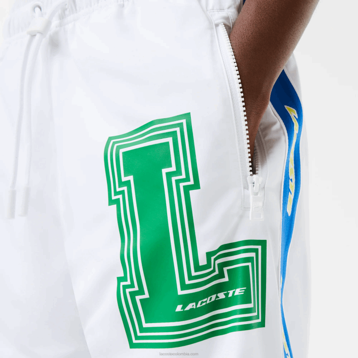 hombres Lacoste 6F241085 blanco sbh pantalones de chándal repelentes al agua