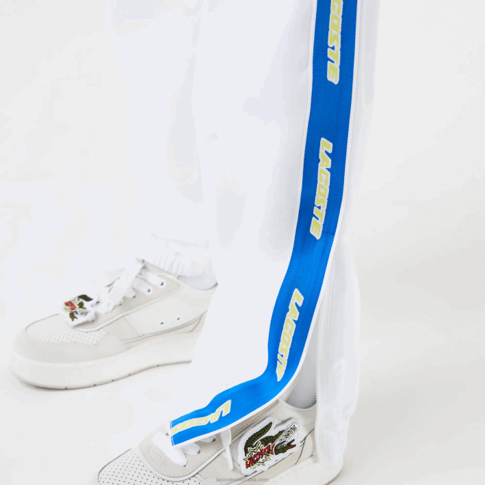 hombres Lacoste 6F241085 blanco sbh pantalones de chándal repelentes al agua