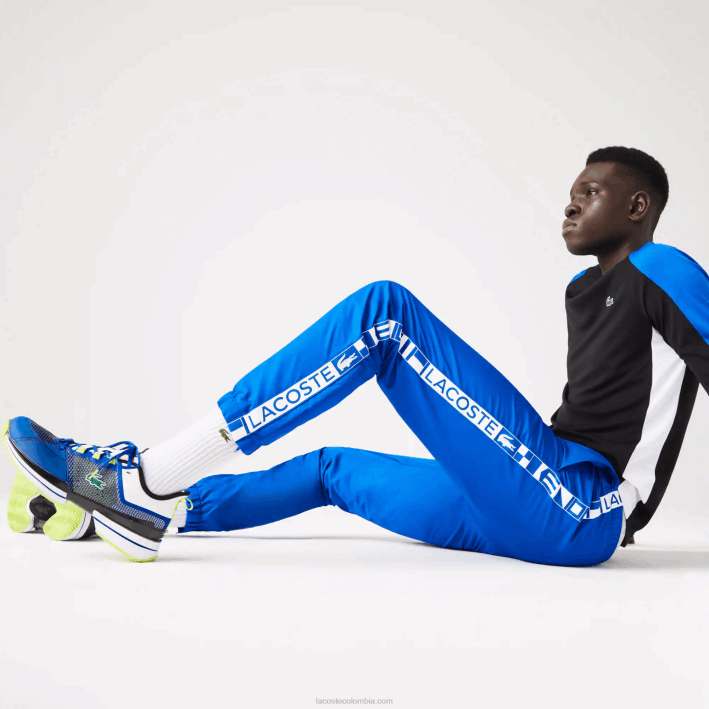 hombres Lacoste 6F241087 azul k1q pantalones deportivos de tenis con estampado lateral