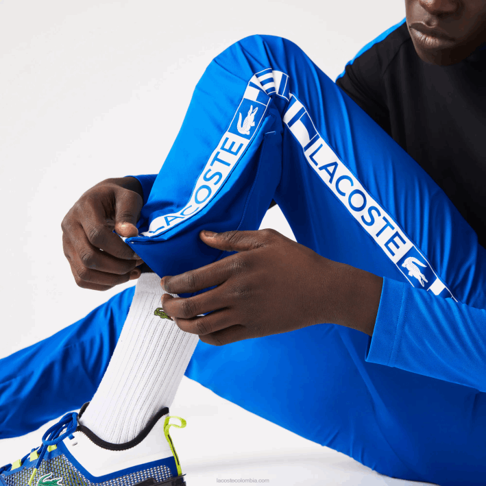 hombres Lacoste 6F241087 azul k1q pantalones deportivos de tenis con estampado lateral