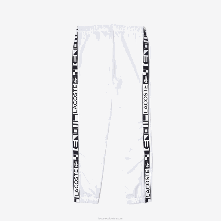 hombres Lacoste 6F241088 blanco 001 pantalones deportivos de tenis con estampado lateral