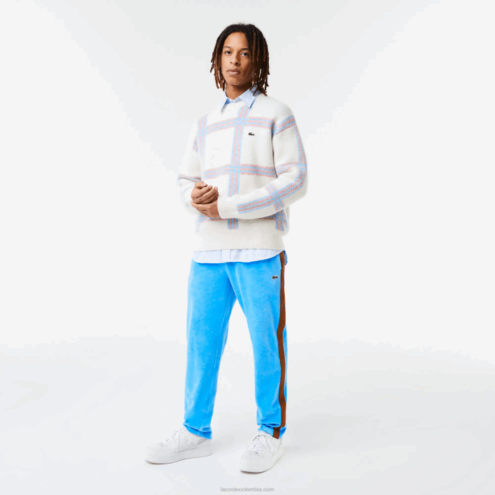 hombres Lacoste 6F241103 azul 4xa pantalones de chándal con banda lateral en contraste