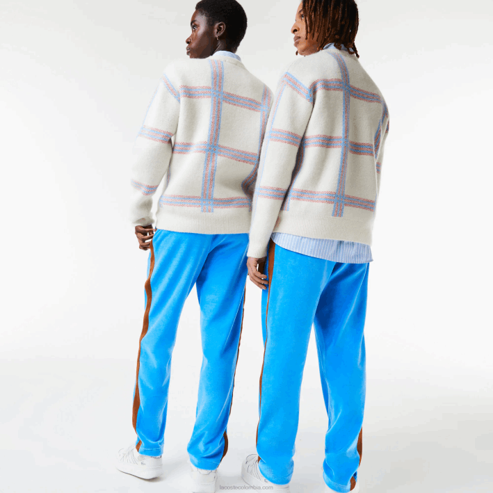 hombres Lacoste 6F241103 azul 4xa pantalones de chándal con banda lateral en contraste