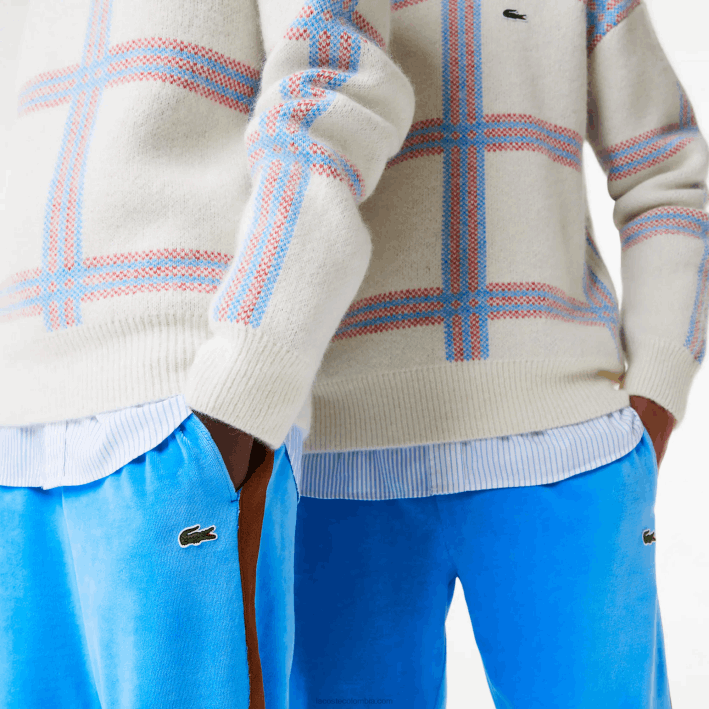 hombres Lacoste 6F241103 azul 4xa pantalones de chándal con banda lateral en contraste