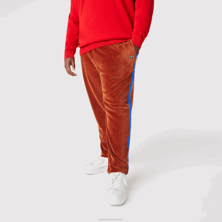 hombres Lacoste 6F241104 marrón 3pb pantalones de chándal con banda lateral en contraste
