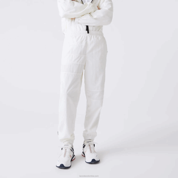 hombres Lacoste 6F241106 blanco b5l pantalones de chándal repelentes al agua