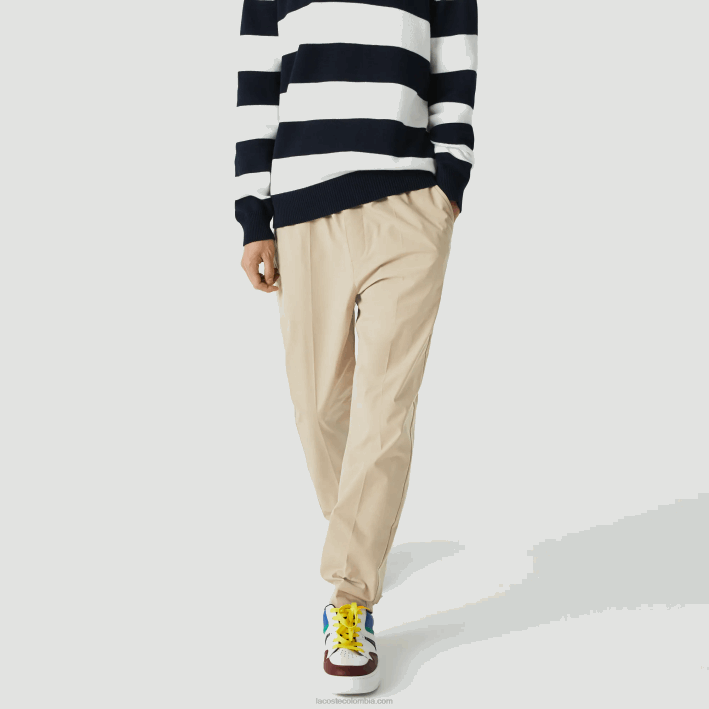 hombres Lacoste 6F241118 beige c5u pantalones de chándal resistentes al agua