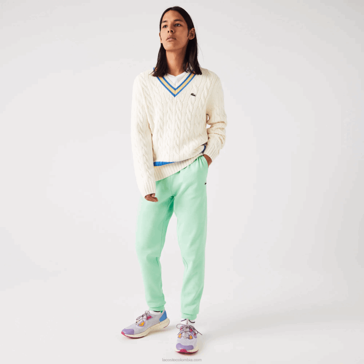 hombres Lacoste 6F241125 verde claro 0vz pantalones de chándal tapered fit