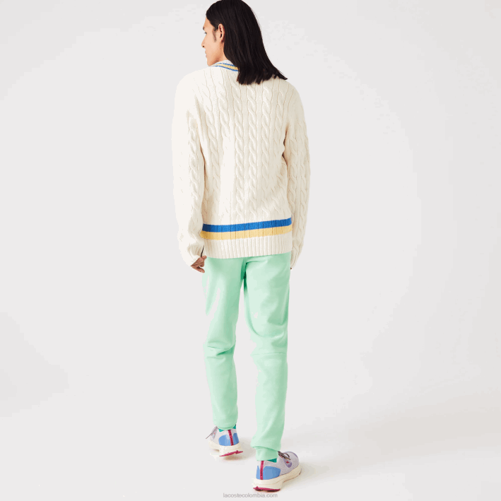 hombres Lacoste 6F241125 verde claro 0vz pantalones de chándal tapered fit