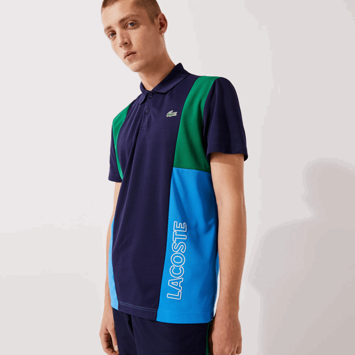 hombres Lacoste 6F241128 verde azul marino blanco m7z pantalones de chándal deportivos con bandas colorblock