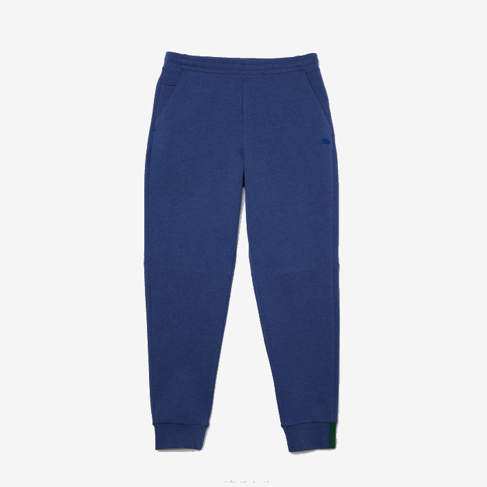 hombres Lacoste 6F241140 lomo azul hjd pantalones de chándal slim fit en mezcla de algodón jaspeado