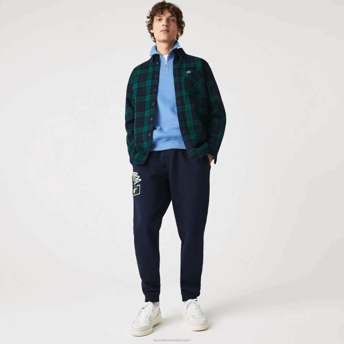 hombres Lacoste 6F241168 azul marino 166 pantalones de chándal de forro polar con insignia de banderines l hombres Lacoste 6F241168 azul marino 166 pantalones de chándal de forro polar con insignia de banderines l
