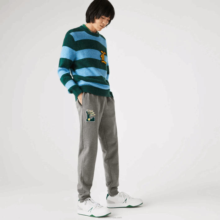 hombres Lacoste 6F241169 lomo gris 1vq pantalones de chándal de forro polar con insignia de banderines l hombres Lacoste 6F241169 lomo gris 1vq pantalones de chándal de forro polar con insignia de banderines l