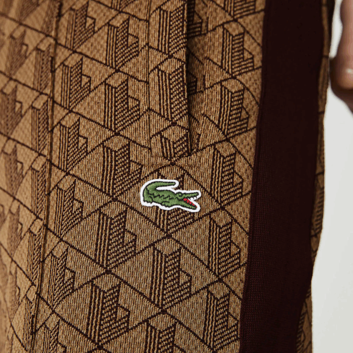 hombres Lacoste 6F241186 beige burdeos mkj pantalones de chándal en vivo con monograma en jacquard