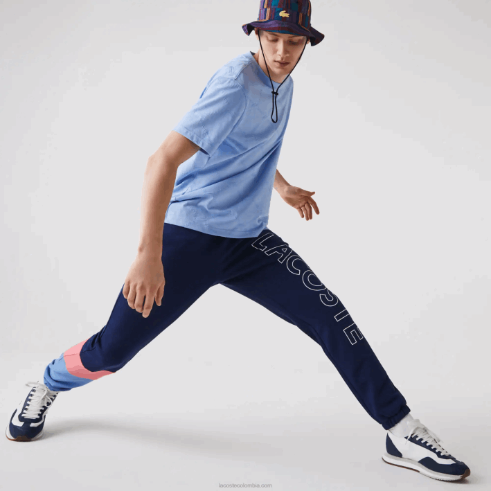hombres Lacoste 6F241189 rosa azul un4 pantalones de chándal con diseño colour block