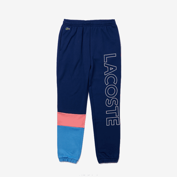 hombres Lacoste 6F241189 rosa azul un4 pantalones de chándal con diseño colour block
