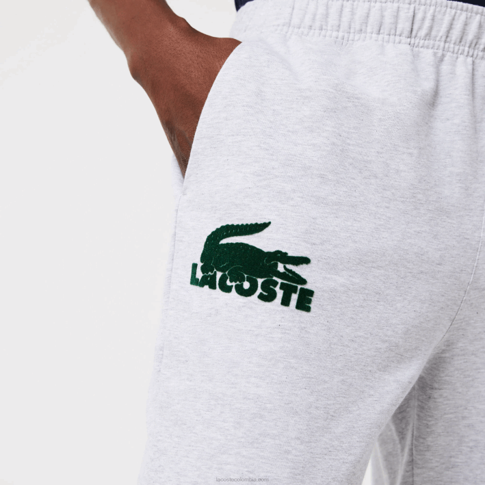 hombres Lacoste 6F241475 gris chino verde y9k joggers de felpa de algodón