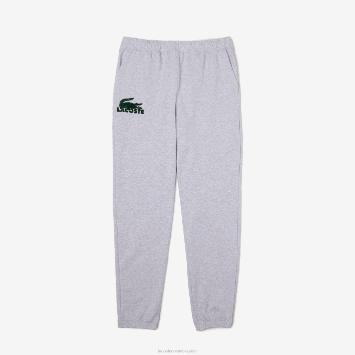 hombres Lacoste 6F241475 gris chino verde y9k joggers de felpa de algodón