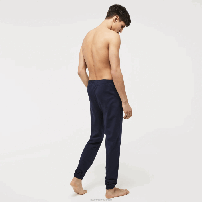 hombres Lacoste 6F241477 azul marino 423 joggers de felpa de algodón