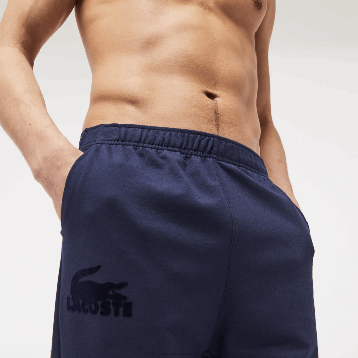 hombres Lacoste 6F241477 azul marino 423 joggers de felpa de algodón