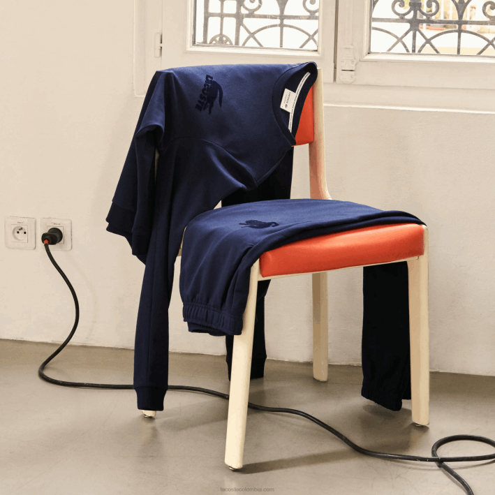 hombres Lacoste 6F241477 azul marino 423 joggers de felpa de algodón