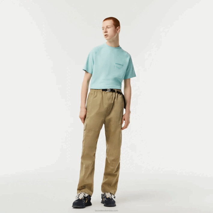 hombres Lacoste 6F2422 beige cb8 pantalones de chándal repelentes al agua de corte relajado
