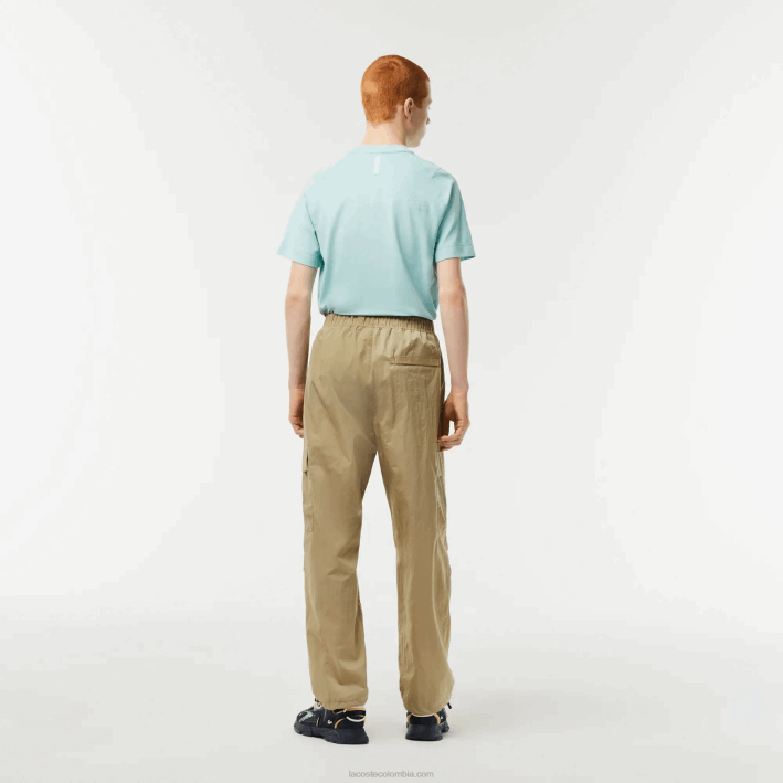 hombres Lacoste 6F2422 beige cb8 pantalones de chándal repelentes al agua de corte relajado