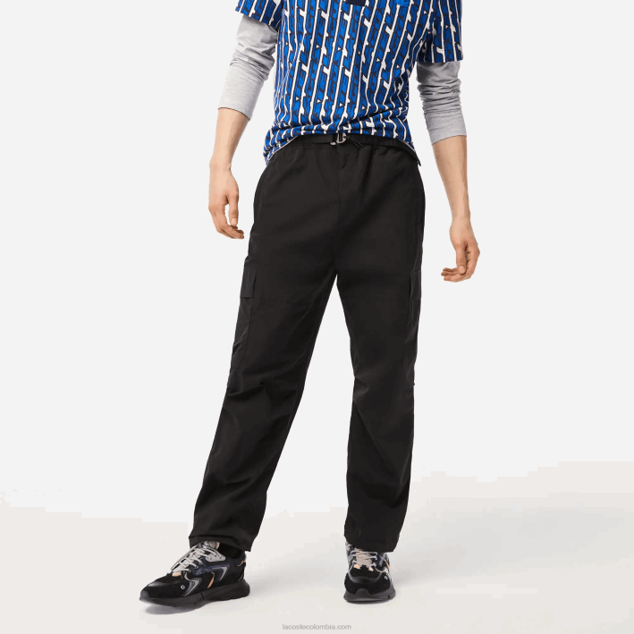 hombres Lacoste 6F2423 negro 031 pantalones de chándal repelentes al agua de corte relajado