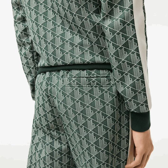 hombres Lacoste 6F24279 beige verde 7m4 pantalones de chándal con monograma estampado