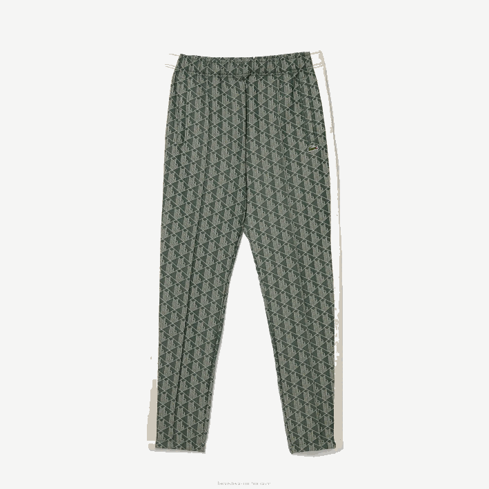 hombres Lacoste 6F24279 beige verde 7m4 pantalones de chándal con monograma estampado