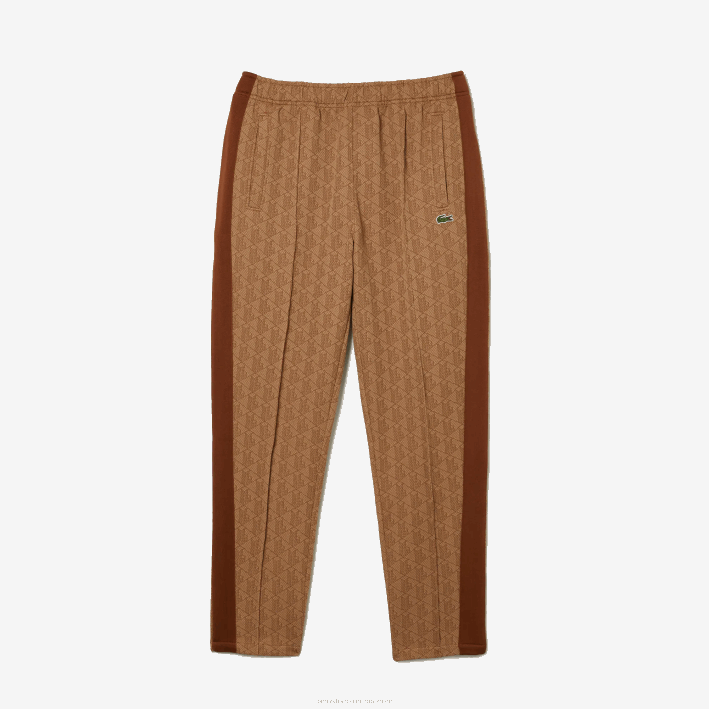 hombres Lacoste 6F24280 marrón beige zwm pantalones de chándal con monograma estampado