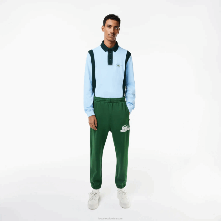 hombres Lacoste 6F24292 verde 132 pantalones de chándal de algodón orgánico