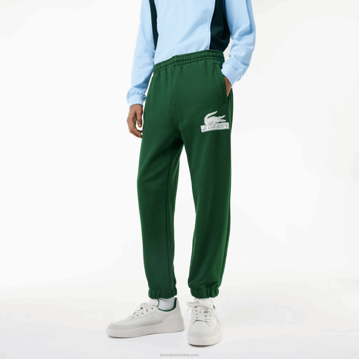 hombres Lacoste 6F24292 verde 132 pantalones de chándal de algodón orgánico