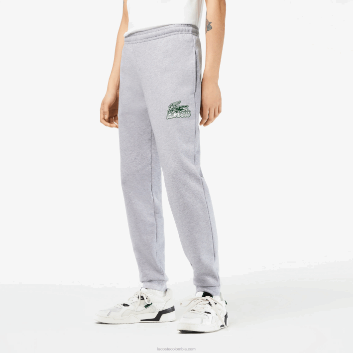 hombres Lacoste 6F24308 lomo gris cca pantalones de chándal sin cepillar