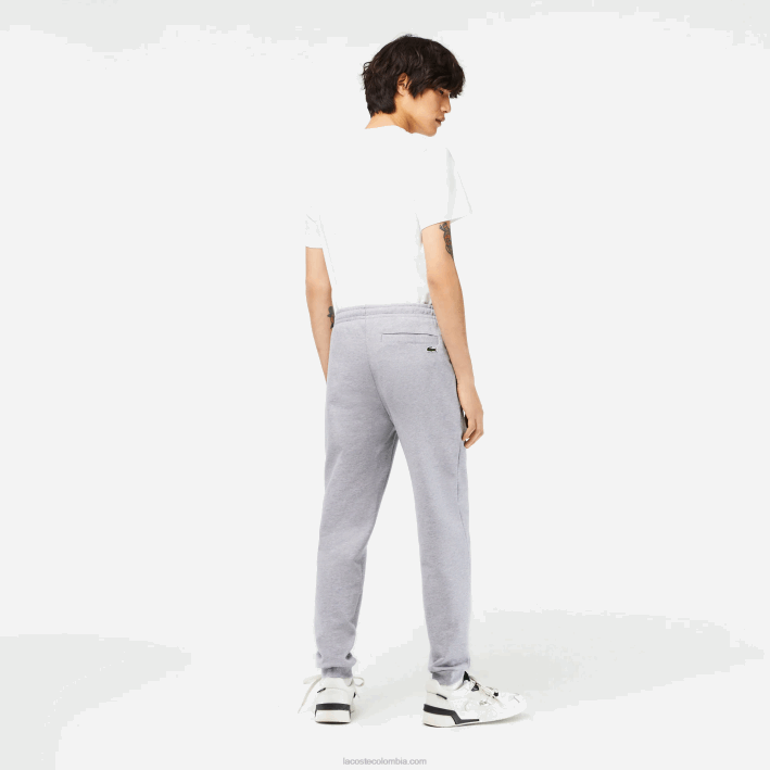 hombres Lacoste 6F24308 lomo gris cca pantalones de chándal sin cepillar